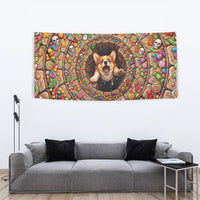 3D Illusion Corgi Halloween Tapestry Cute Puppy Rainbow Candy Stone Well