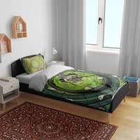 3D Illusion Pug Halloween Bedding Set Witch Puppy Bubbling Green Cauldron