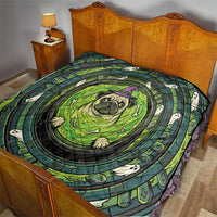 3D Illusion Pug Halloween Quilt Witch Puppy Bubbling Green Cauldron