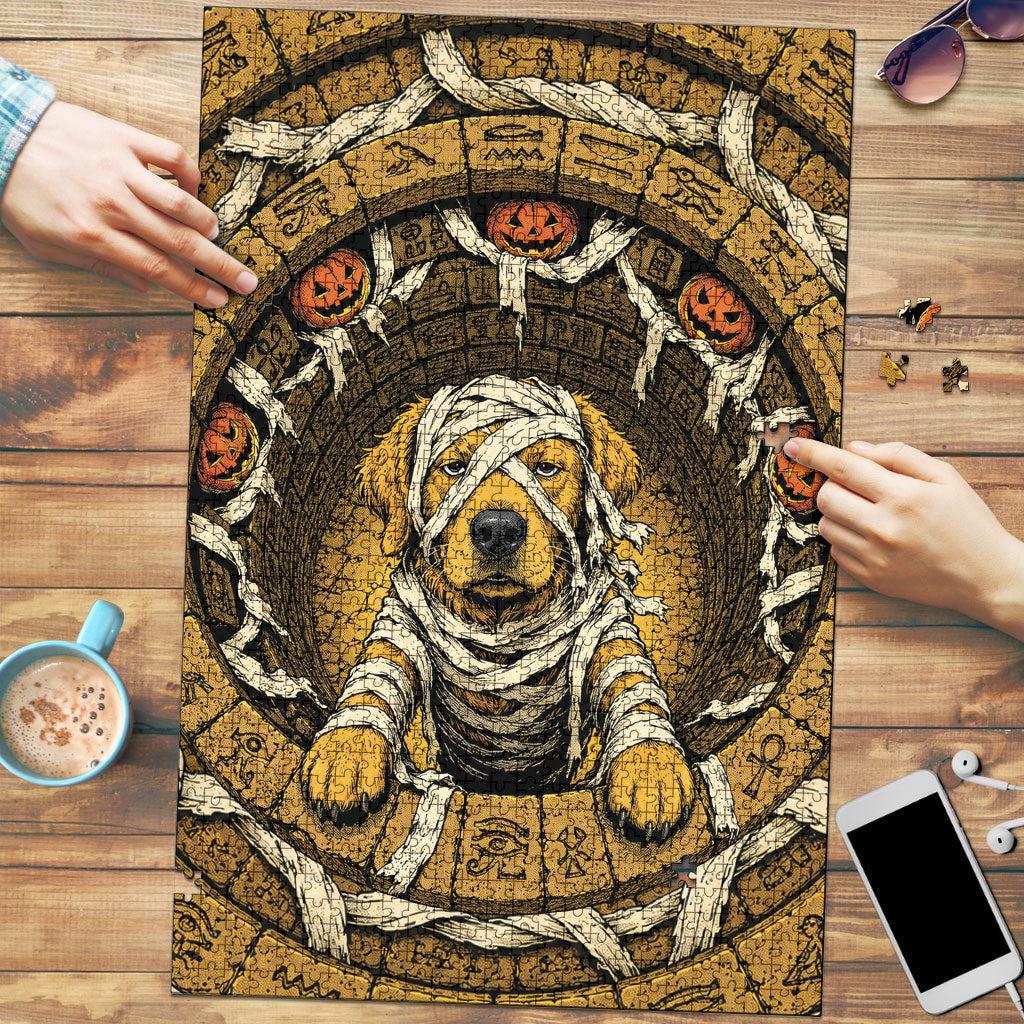 3D Illusion Golden Halloween Puzzle Mummy Retriever Egyptian Stone Tomb