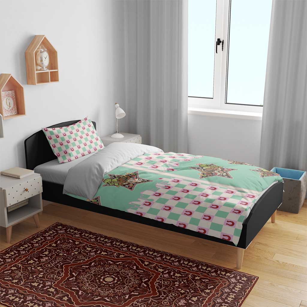Western Yoke Bedding Set Rudolph Cowboy Christmas Retro Style - Wonder Print Shop