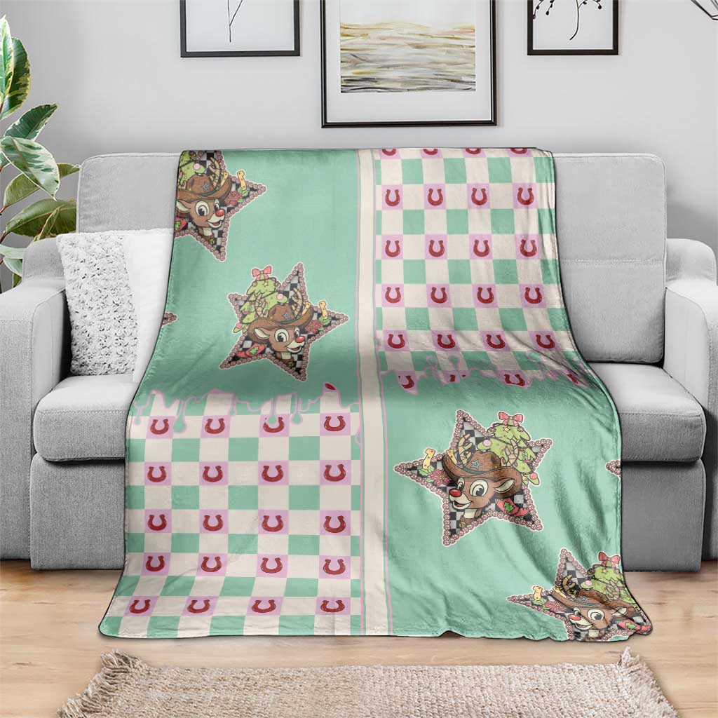 Western Yoke Blanket Rudolph Cowboy Christmas Retro Style - Wonder Print Shop