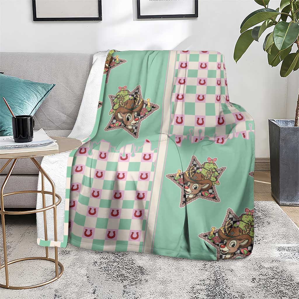 Western Yoke Blanket Rudolph Cowboy Christmas Retro Style - Wonder Print Shop