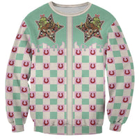 Western Yoke Sweatshirt Rudolph Cowboy Christmas Retro Style - Wonder Print Shop