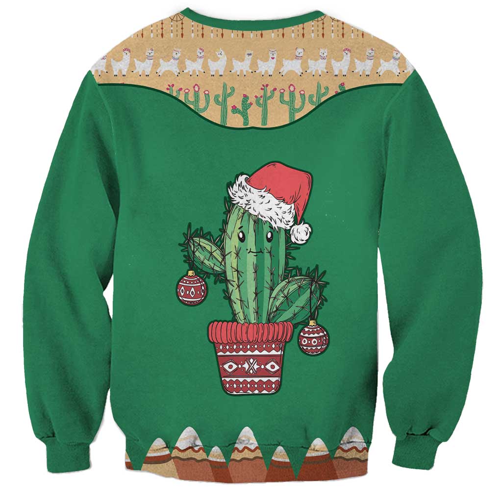 Western Yoke Sweatshirt Cactus Christmas Cute Style - Wonder Print Shop