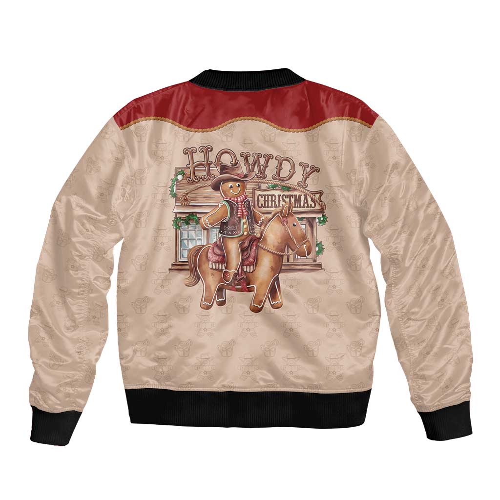 Western Yoke Bomber Jacket Gingerbread Howdy Christmas - Wonder Print Shop