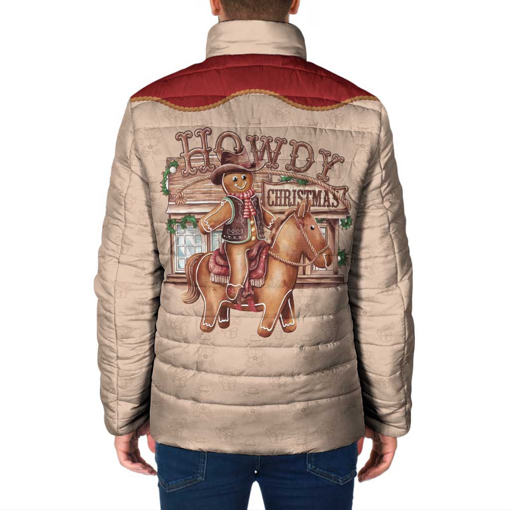 Western Yoke Padded Jacket Gingerbread Howdy Christmas - Wonder Print Shop