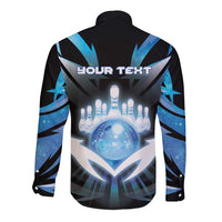 Personalized Bowling Long Sleeve Button Shirt Cosmic Strike