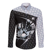 Personalized Golf Long Sleeve Button Shirt The Honeycomb Golfe