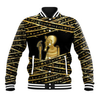 Egyptian God Ptah Baseball Jacket Gold Mummy Wrap Hieroglyphics Patterns