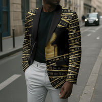 Egyptian God Ptah Blazer Gold Mummy Wrap Hieroglyphics Patterns