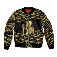 Egyptian God Ptah Bomber Jacket Gold Mummy Wrap Hieroglyphics Patterns
