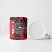 Personalized Austria Ceramic Mug Black Eagle Badge With Patterns - Wonder Print Shop
