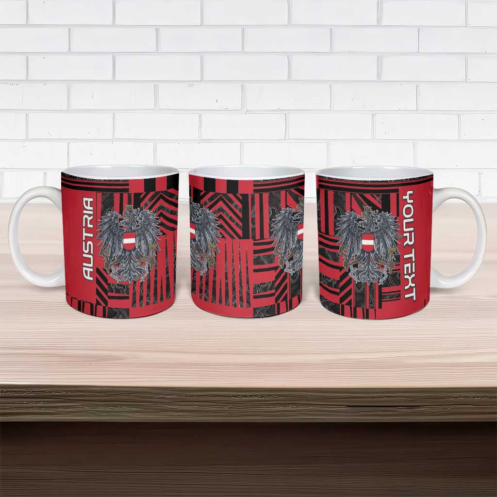 Personalized Austria Ceramic Mug Black Eagle Badge With Patterns - Wonder Print Shop
