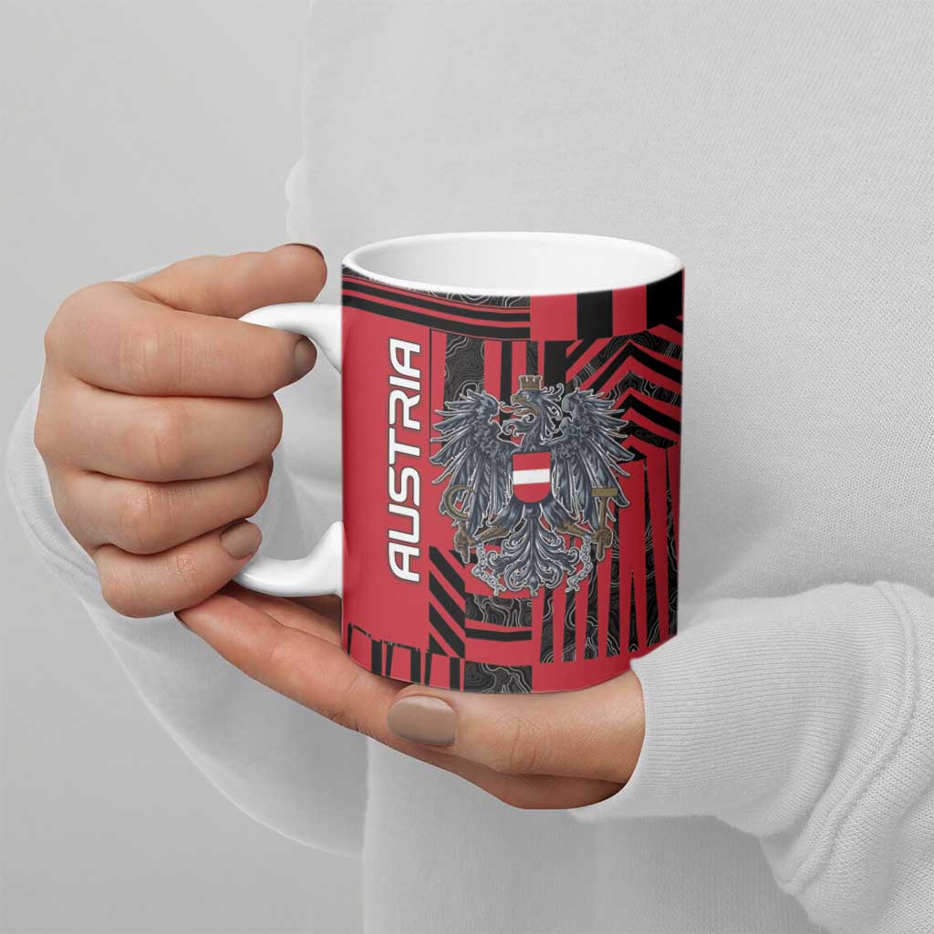 Personalized Austria Ceramic Mug Black Eagle Badge With Patterns - Wonder Print Shop