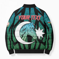 Personalized Azerbaijan Bomber Puffer Jacket Karabakh Horse Tattoo - Wonder Print Shop