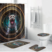 3D Illusion Pitbull Halloween Bathroom Set Mummy Bully Gold Egyptian Portal