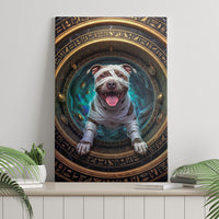 3D Illusion Pitbull Halloween Canvas Wall Art Mummy Bully Gold Egyptian Portal