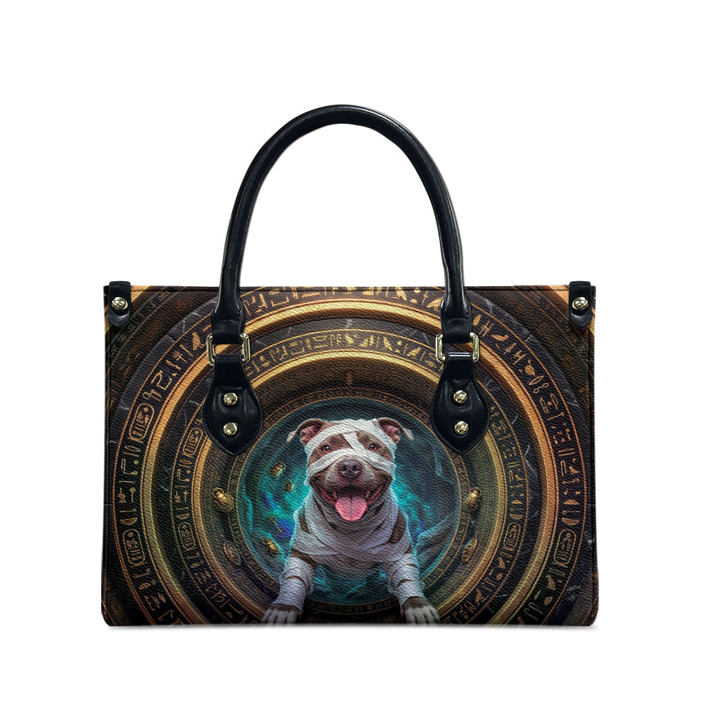 3D Illusion Pitbull Halloween Leather Bag Mummy Bully Gold Egyptian Portal