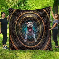 3D Illusion Pitbull Halloween Quilt Mummy Bully Gold Egyptian Portal