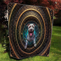 3D Illusion Pitbull Halloween Quilt Mummy Bully Gold Egyptian Portal