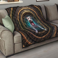 3D Illusion Pitbull Halloween Quilt Mummy Bully Gold Egyptian Portal