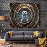 3D Illusion Pitbull Halloween Tapestry Mummy Bully Gold Egyptian Portal