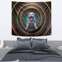 3D Illusion Pitbull Halloween Tapestry Mummy Bully Gold Egyptian Portal