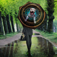 3D Illusion Pitbull Halloween Umbrella Mummy Bully Gold Egyptian Portal