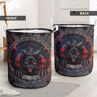 3D Illusion Black Cat Halloween Laundry Basket Vampire Feline Gothic Coffin Crypt