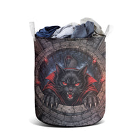 3D Illusion Black Cat Halloween Laundry Basket Vampire Feline Gothic Coffin Crypt