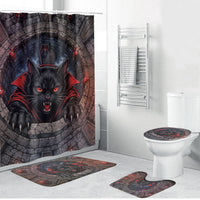 3D Illusion Black Cat Halloween Bathroom Set Vampire Feline Gothic Coffin Crypt