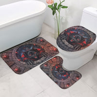 3D Illusion Black Cat Halloween Bathroom Set Vampire Feline Gothic Coffin Crypt
