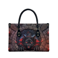 3D Illusion Black Cat Halloween Leather Bag Vampire Feline Gothic Coffin Crypt