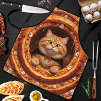 3D Illusion Orange Tabby Cat Halloween Apron Ginger Kitten Vampire Cape Pumpkin Well