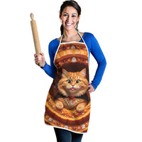 3D Illusion Orange Tabby Cat Halloween Apron Ginger Kitten Vampire Cape Pumpkin Well