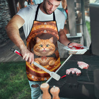 3D Illusion Orange Tabby Cat Halloween Apron Ginger Kitten Vampire Cape Pumpkin Well