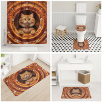 3D Illusion Orange Tabby Cat Halloween Bathroom Set Ginger Kitten Vampire Cape Pumpkin Well