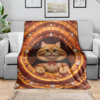 3D Illusion Orange Tabby Cat Halloween Blanket Ginger Kitten Vampire Cape Pumpkin Well