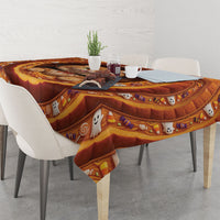 3D Illusion Orange Tabby Cat Halloween Tablecloth Ginger Kitten Vampire Cape Pumpkin Well