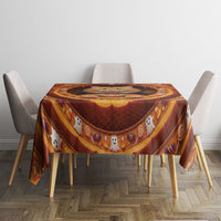 3D Illusion Orange Tabby Cat Halloween Tablecloth Ginger Kitten Vampire Cape Pumpkin Well