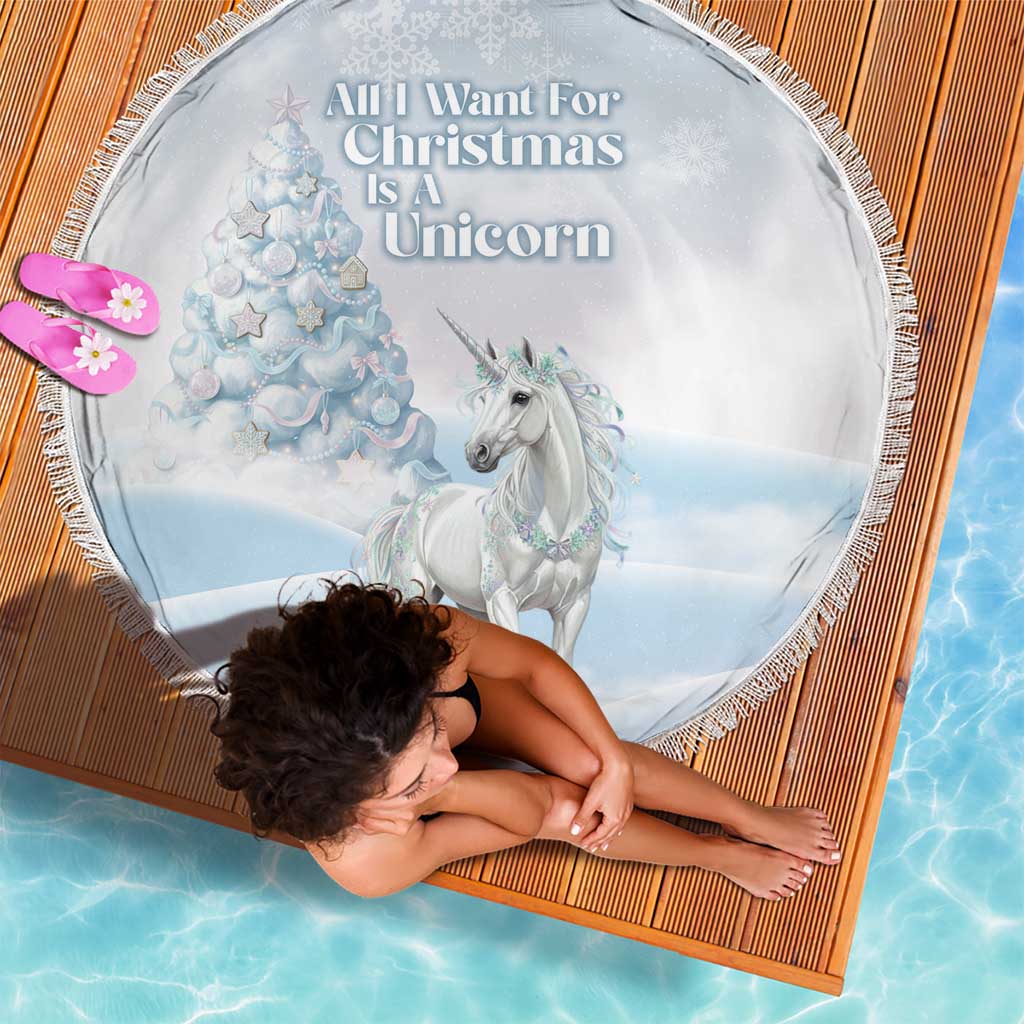 Magical Christmas Beach Blanket Unicorn With Cotton Candy Xmas Tree - Wonder Print Shop