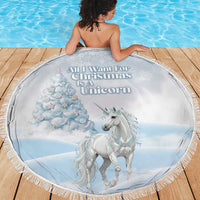 Magical Christmas Beach Blanket Unicorn With Cotton Candy Xmas Tree - Wonder Print Shop