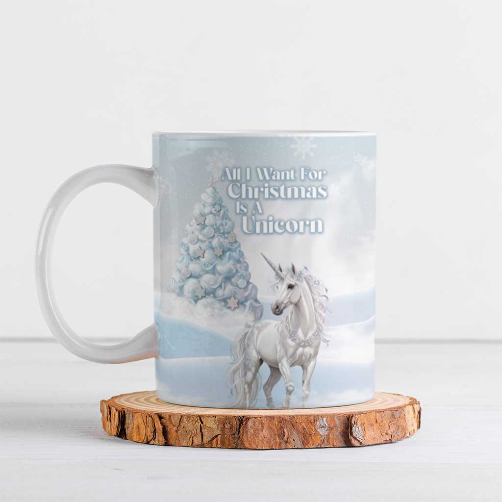 Magical Christmas Ceramic Mug Unicorn With Cotton Candy Xmas Tree - Wonder Print Shop
