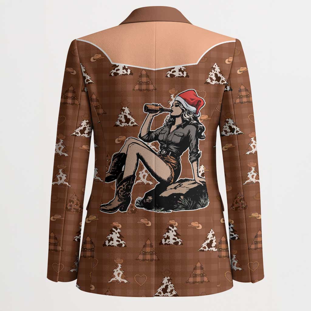 Western Yoke Blazer Cowgirl Drinking Wine Christmas - Wonder Print Shop
