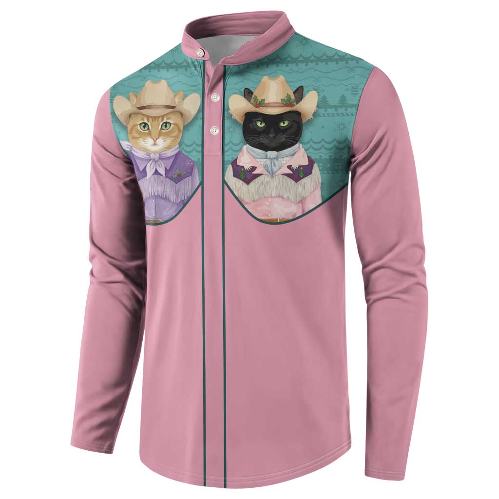 Western Yoke Button Sweatshirt Meowdy Christmas And A Meow Year - Wonder Print Shop