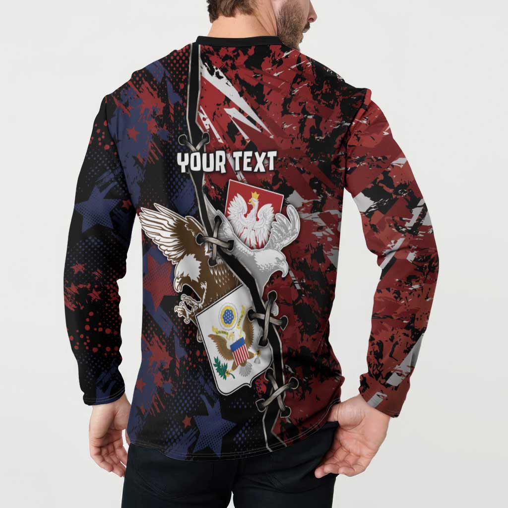 Personalized Polish American Heritage Month Button Sweatshirt Eagle With Grunge Style - Wonder Print Shop