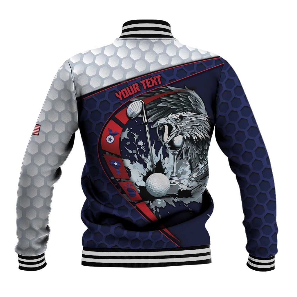 Personalized USA Golf Baseball Jacket Powerful Eagle