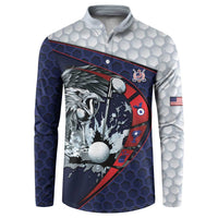 Personalized USA Golf Button Sweatshirt Powerful Eagle