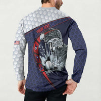 Personalized USA Golf Button Sweatshirt Powerful Eagle